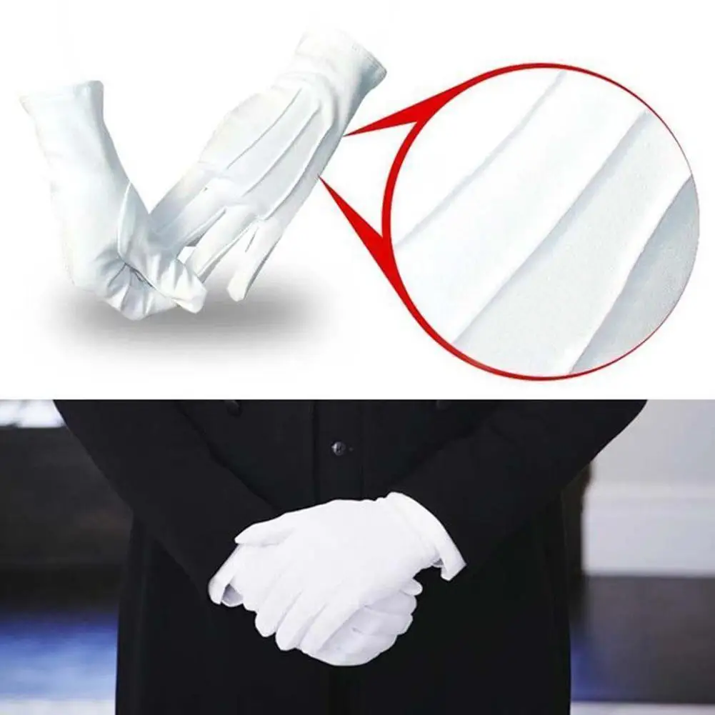 Safety Gloves Protective Gloves Cotton Work Gloves Cotton Gloves 1 Pair Thin Section Driving Security Plus Long Button Work Protective Etiquette Wenwan Quality Inspection Gloves