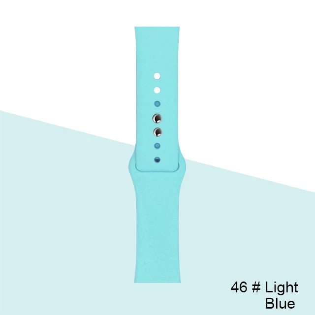 Silicone Strap For Apple Watch band 45mm 41mm 44mm 40mm 38mm 42mm Watchband Bracelet Correa For Iwatch Series 6 Se 5 4 3 7 Light-Blue--46