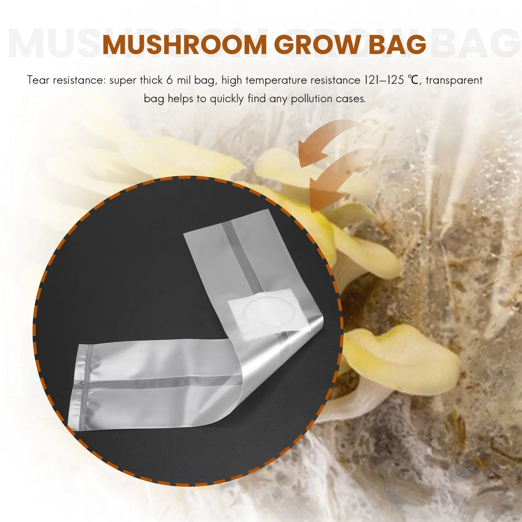 

100Pcs Mushroom Growing Bag Spawn Bags Thick 6 Mil Bags 5.9inchx13.8inch 0.2 Micrometre Filter Breathable Autoclavable