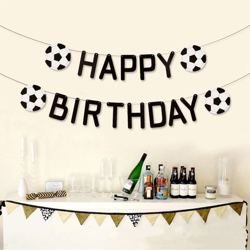 Soccer Happy Birthday Banner Sport Theme Party Decorations