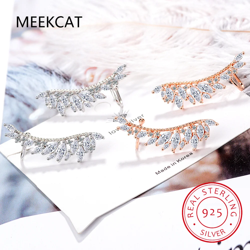 

Серьги-Клипсы из серебра 925 пробы с муассанитом и перьями