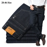 Plus Size 42 44 46 Men's Fashion Casual Jeans Classic Business Straight Elasticity Denim Pants Spring Autumn Trousers Male Brand 1