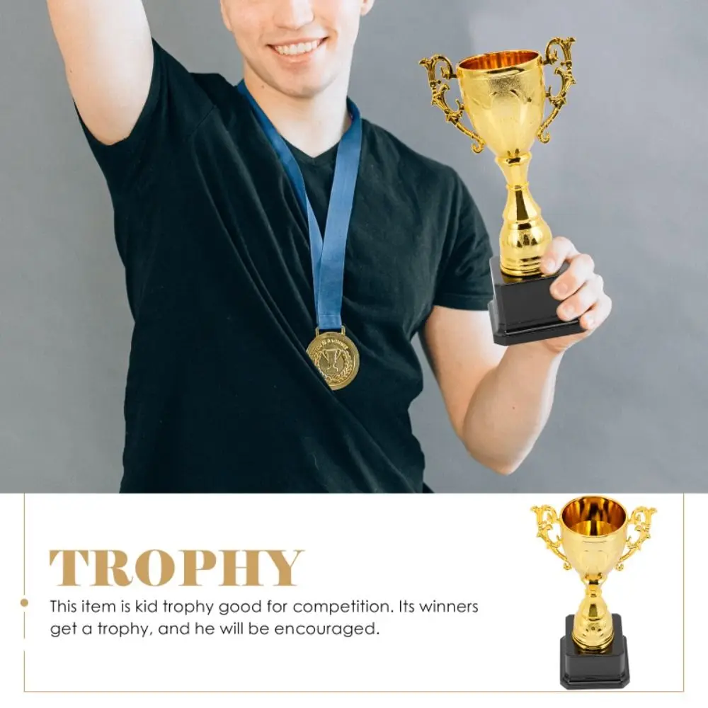 Plastic Trophy Toys Plastic Model Gold Trophy Awards School Rewarding Supply Competition Soccer Small Prize Cup Children's Craft Souvenirs