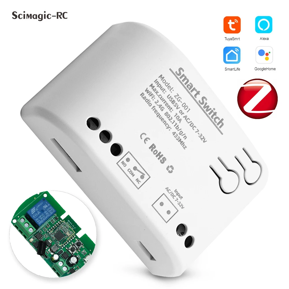 Silnik inteligentne WiFi Zigbee Tuya moduł przełączający 1/2/4CH 5V 12V 32V 220V AC DC RF433 pilot zdalnego przekaźnik sterujący dla Alexa Google Home