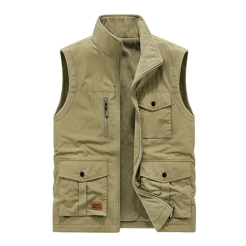 

Зимняя мужская жилетка, Двусторонняя куртка, повседневное пальто без рукавов, модные майки, синие жилеты для рыбалки и фотографа с несколькими карманами