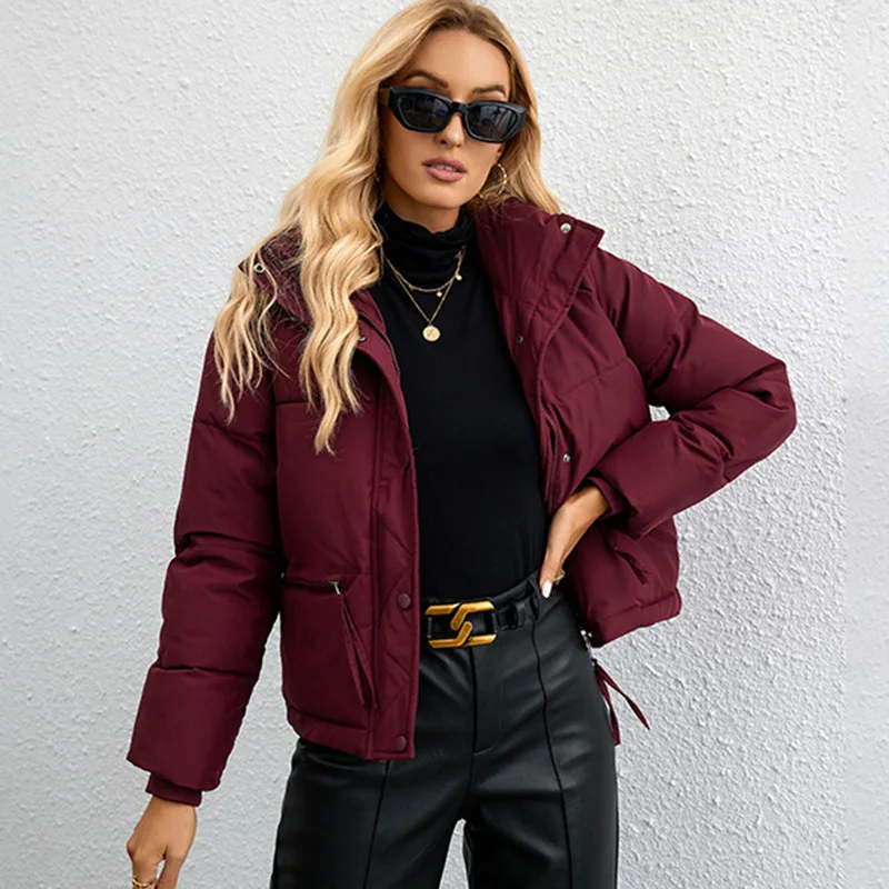 

2023 Autumn Winter Down Jacket Women Casual Zipper Thick Warm Parkas Coat New Female Cotton Black White Loose Shorts Jackets