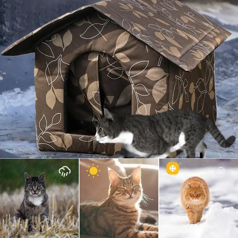 

Pet House Outdoor Stray Cat Shelter Oxford Cloth Waterproof Cat Bed Deep Sleep House Stray Dog Winter Garden Puppy Kitten Cave