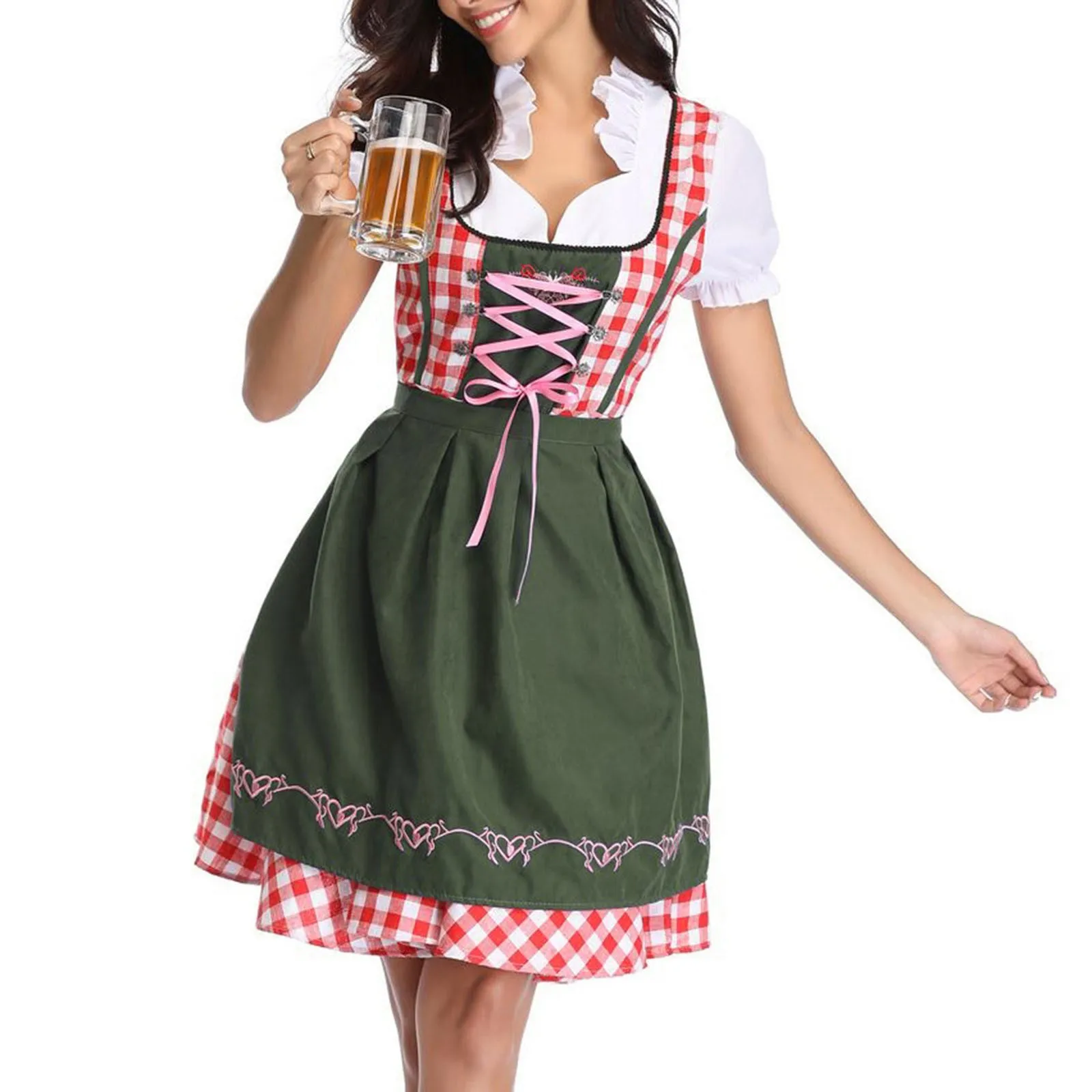 

Women German Traditional Oktoberfest Costume Lady Classic BavarianDress Suit for Halloween Carnival Fancy Maid Dress With Apron