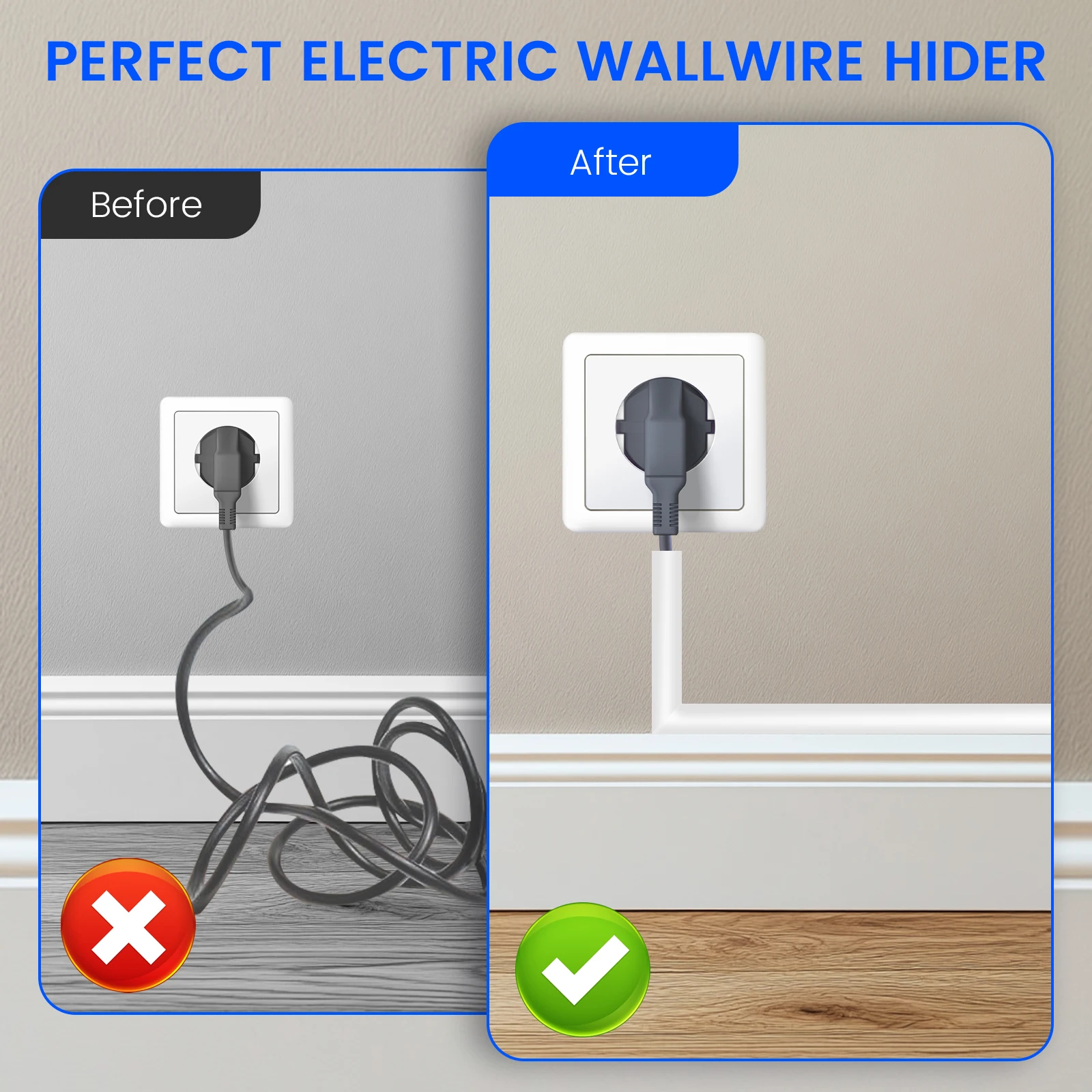 Cable Cover 4/6/8M Self Adhesive Wall Cable Concealer Floor Cord Cover Flexible Cable Wire Fixer Protector for Cord Management