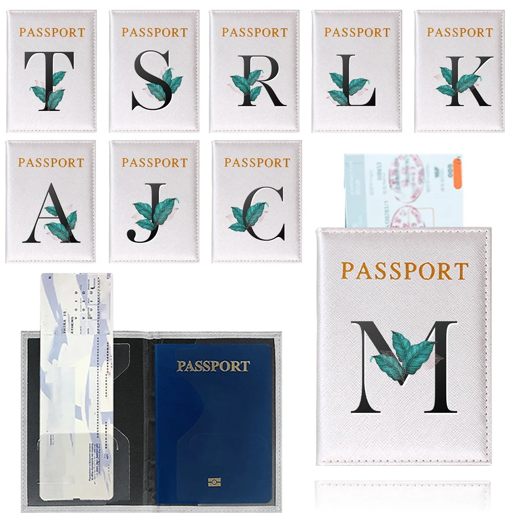

Multifunctional Passport Case Travel Passport Cover Storage Bag Simplicity Credit Card Holder Case for Unisex Leaf Letter Series