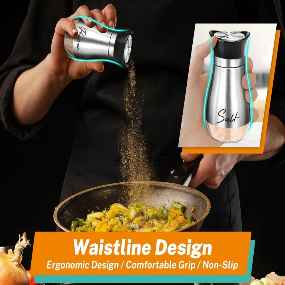 Seasoning Jar Salt Shaker Spices Bottle Salt Pepper Shakers Stainless Steel Seasoning Shaker Adjustable Spice Dispenser Pepper Shaker Seasoning Salt Jar BBQ Tools