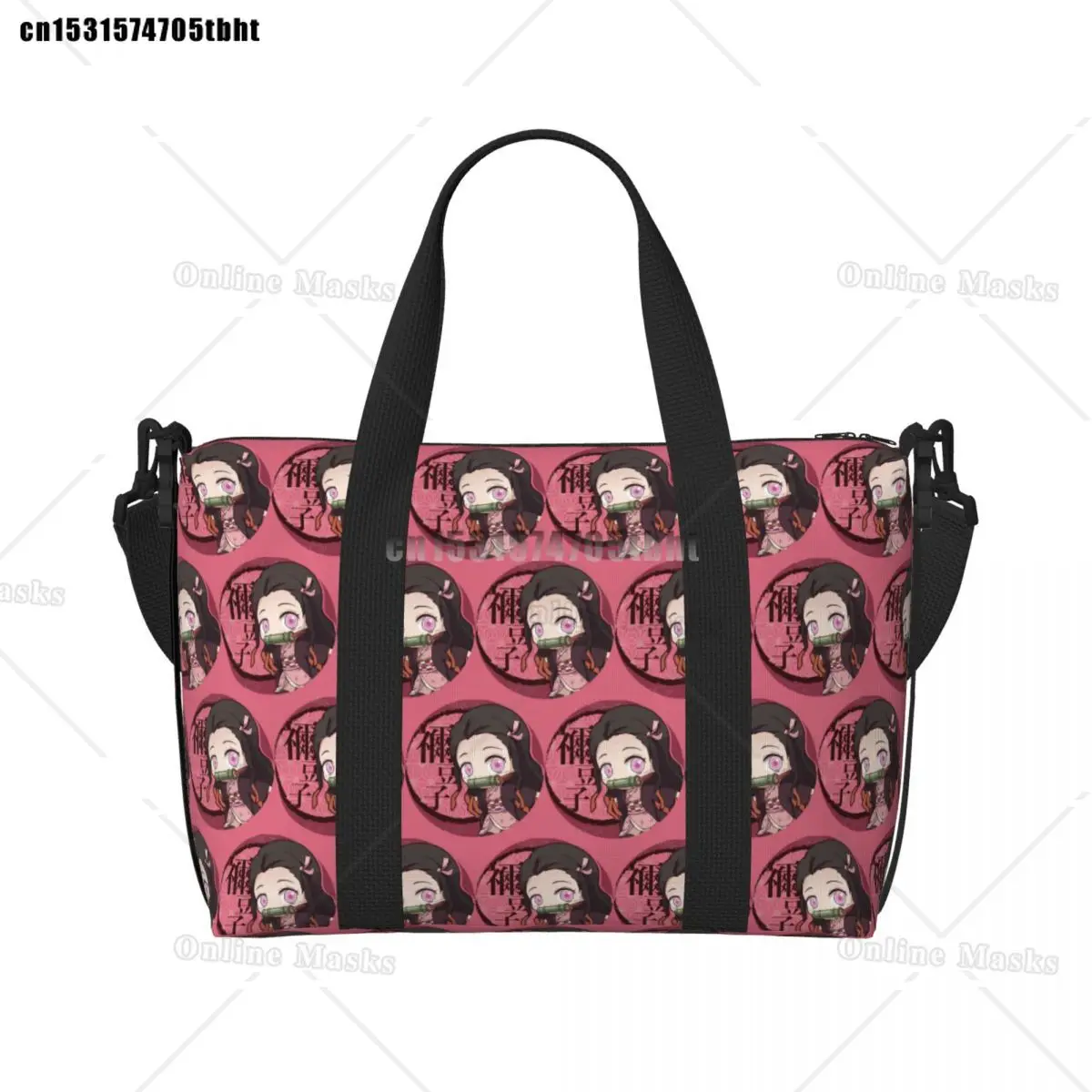Kimetsu No Yaiba Nezuko Tote Bag Women Large Capacity Demons Slayers Anime Manga Beach Gym Shoulder Travel Bag