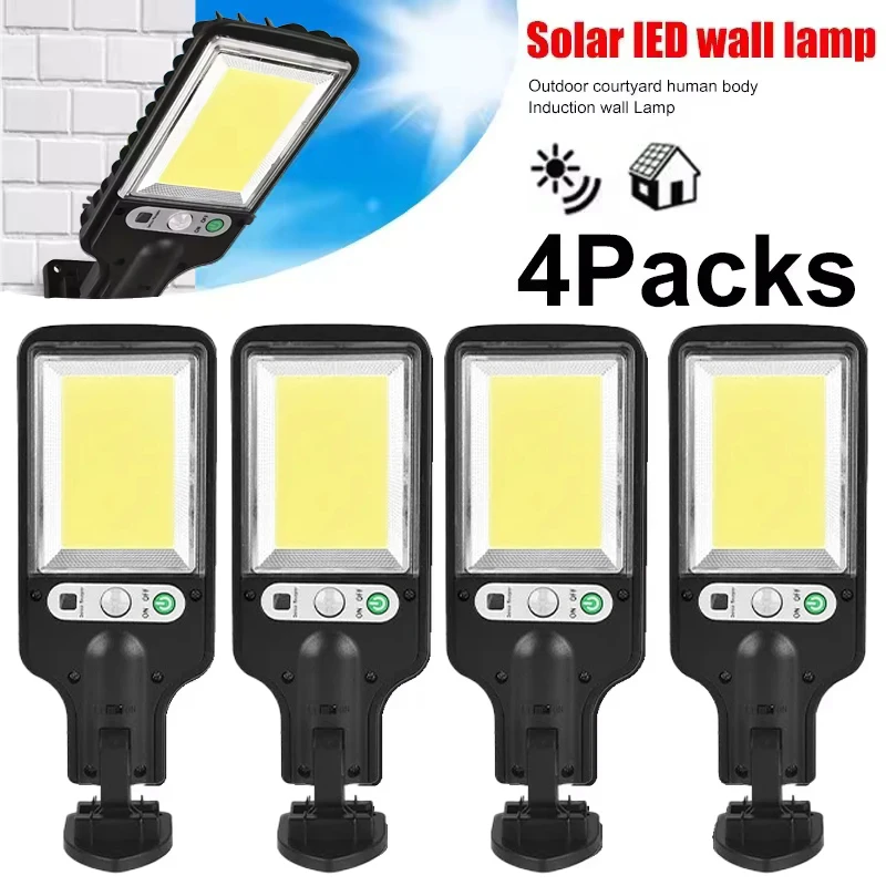 Outdoor Solar Light LED with Human Body Motion Sensor Easy Install Auto On/Off Weatherproof for Pathway Fence Wall Garden