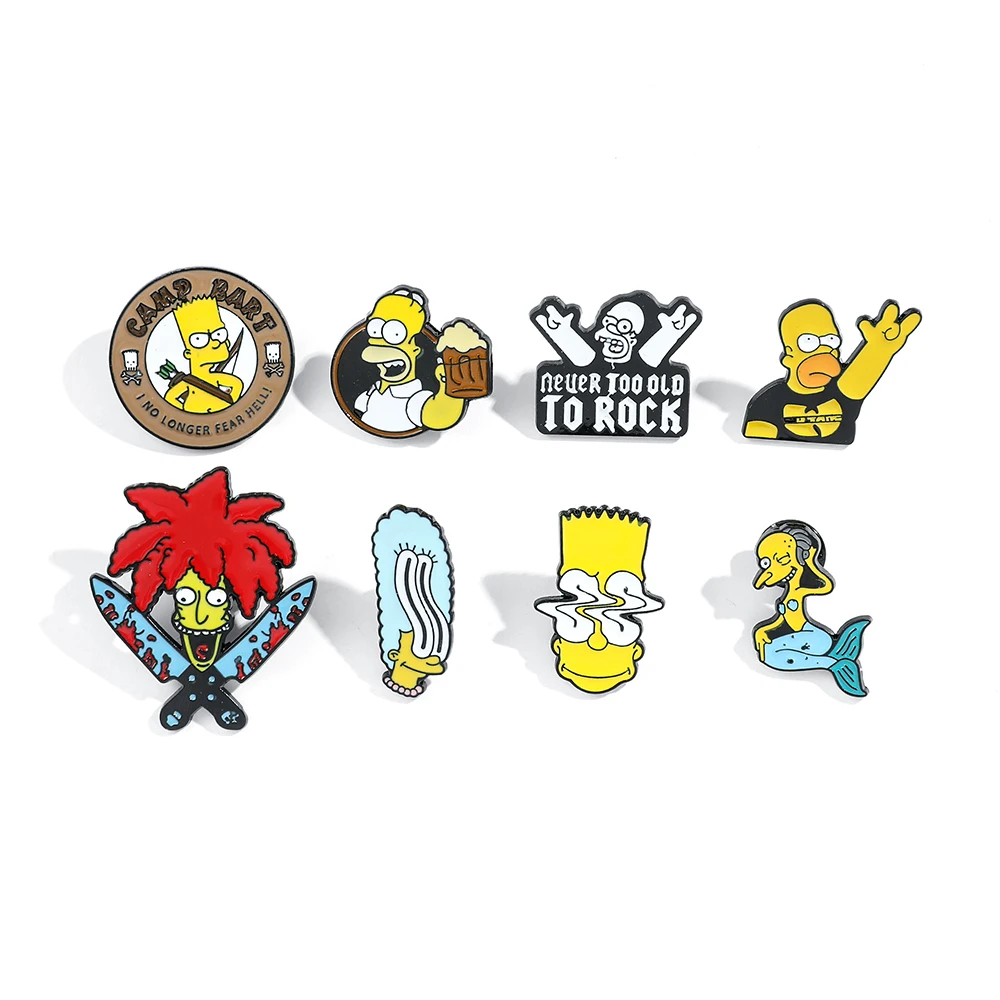 The Simpsons Smalto Pin Disney Cartoon Figure Cute Bart Simpson Homer J Simpson Spilla Con Badge In Metallo Accessori Per Gioielli Kawaii