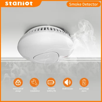 10 년 배터리 수명 연기 감지기 화재 경보 스마트 홈 보안 광전 센서 85db 높은 데시벨 EN14604 인증,저전압 경보, 방충 설계 지원