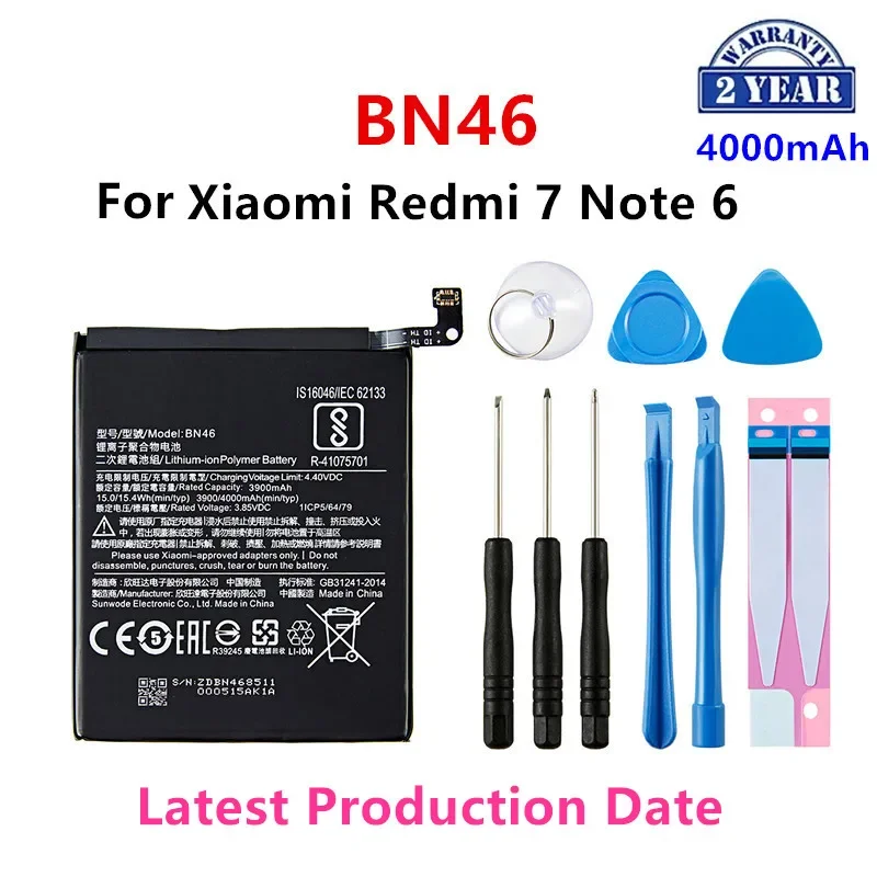 

100% Оригинальный аккумулятор BN46 4000 мАч для Xiaomi Redmi 7 Redmi7 Redmi Note 6 Redmi Note6 Note8 Note 8 BN46 батареи и инструменты