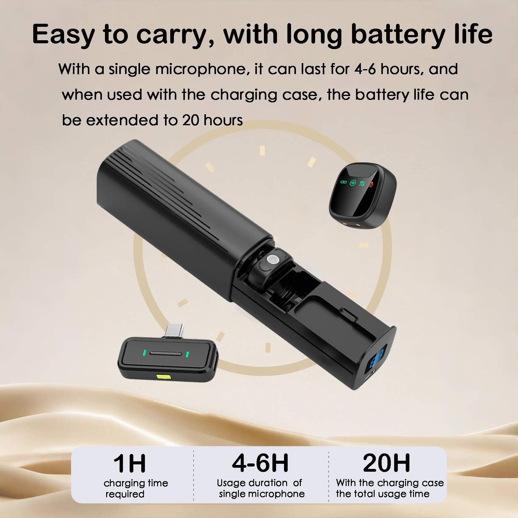 Mini Wireless Lavalier Microphone, With Charging Case, Long Battery Life, Latest Noise Reduction Technology