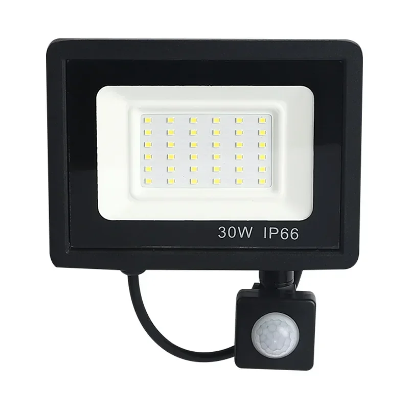 LED 스마트 센서 투광 조명 야외 벽 조명, 정원 방수 조명, 야외 스포트라이트, 220V, 블랙 화이트, 10W, 20W, 30W, 50W, 100W