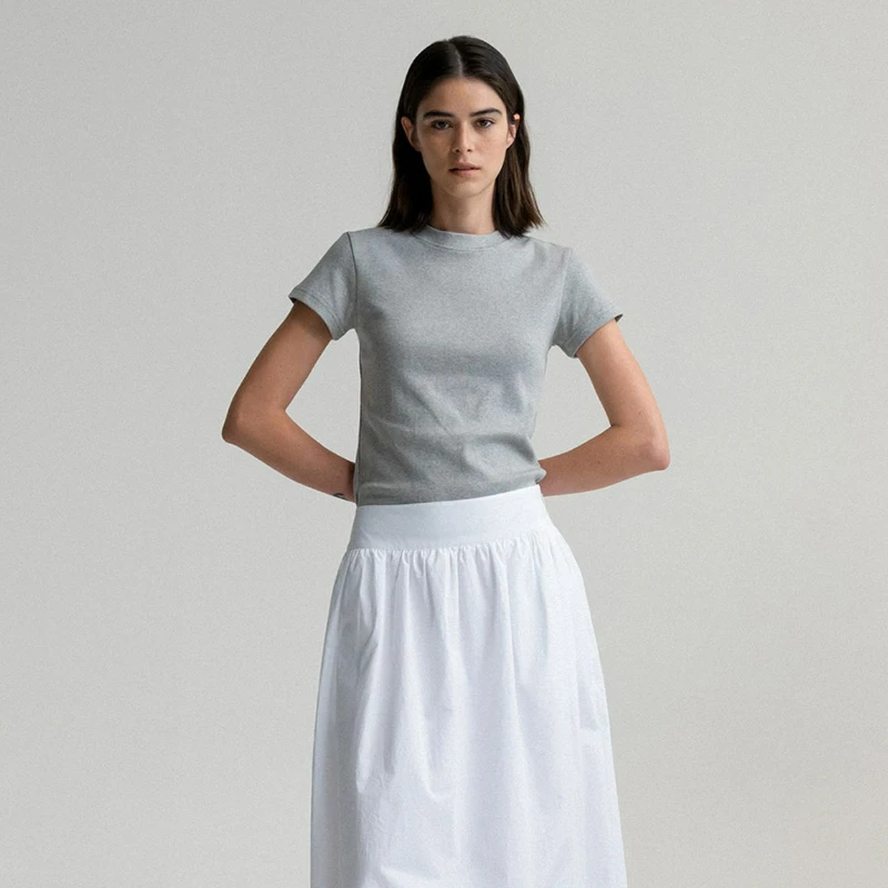 

Women Minimalist Cotton Short-sleeved T-shirt 2023 Spring and Summer New Style