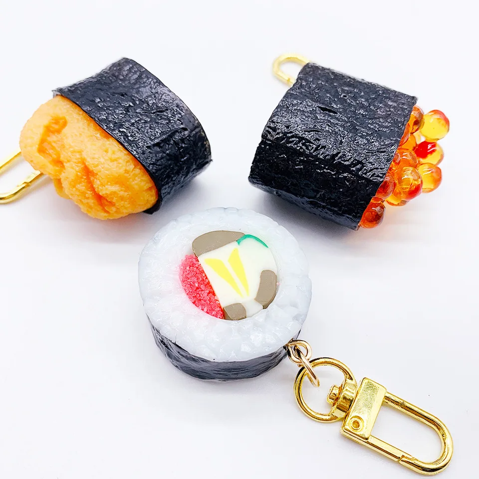 ibasenice 3Pcs Sushi Model Sleutelhanger Kunstmatige ibasenice 3Pcs Sushi Model Sleutelhanger Kunstmatige
