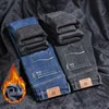 New Winter Men Plus Size Warm Fleece Stretch Straight Denim Jeans Male Plush Business Pants Casual Thick Velvet Regular Trousers 4
