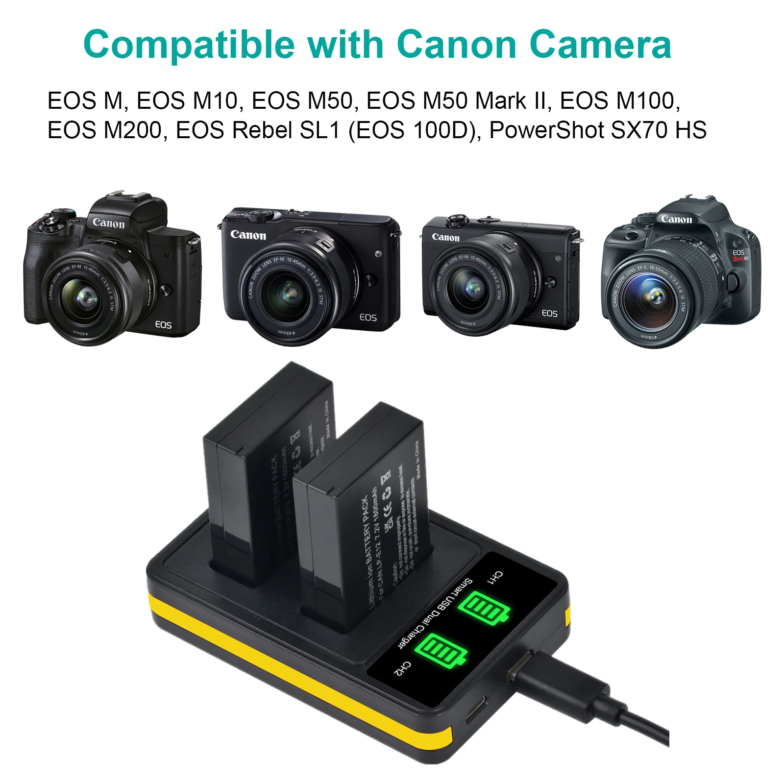 Lp-e17 Battery Canon Powershot Sx70 2X LP-E12 Battery Charger