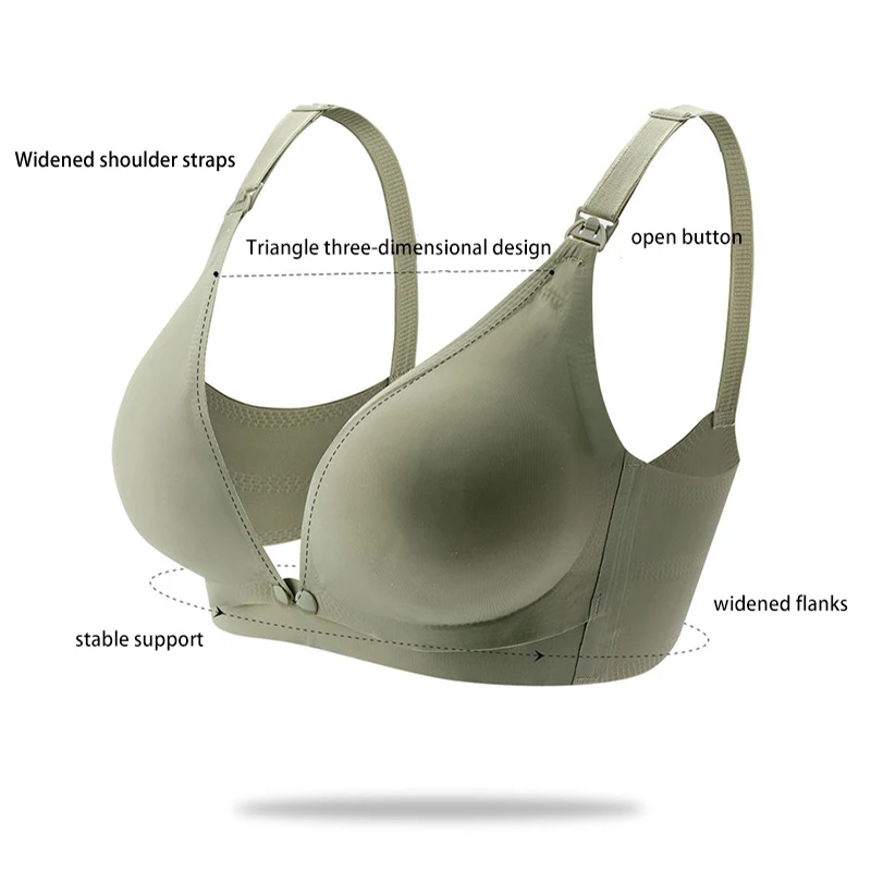 Pregnant Women Front Open Buckle Feeding Bra Solid Color Maternity Nursing Bra With Removable Pads Lactation Pregnancy Clothing 3