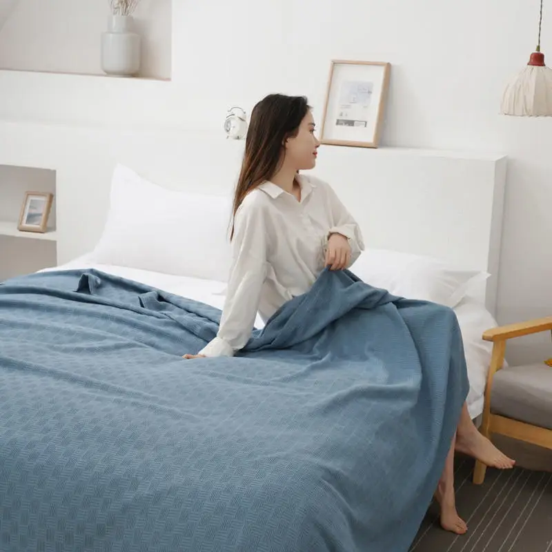 Summer Cooling Cotton Sofa Chair Couch Blanket Soft Breathable Portable Travel Camping Bedspread Home Decor