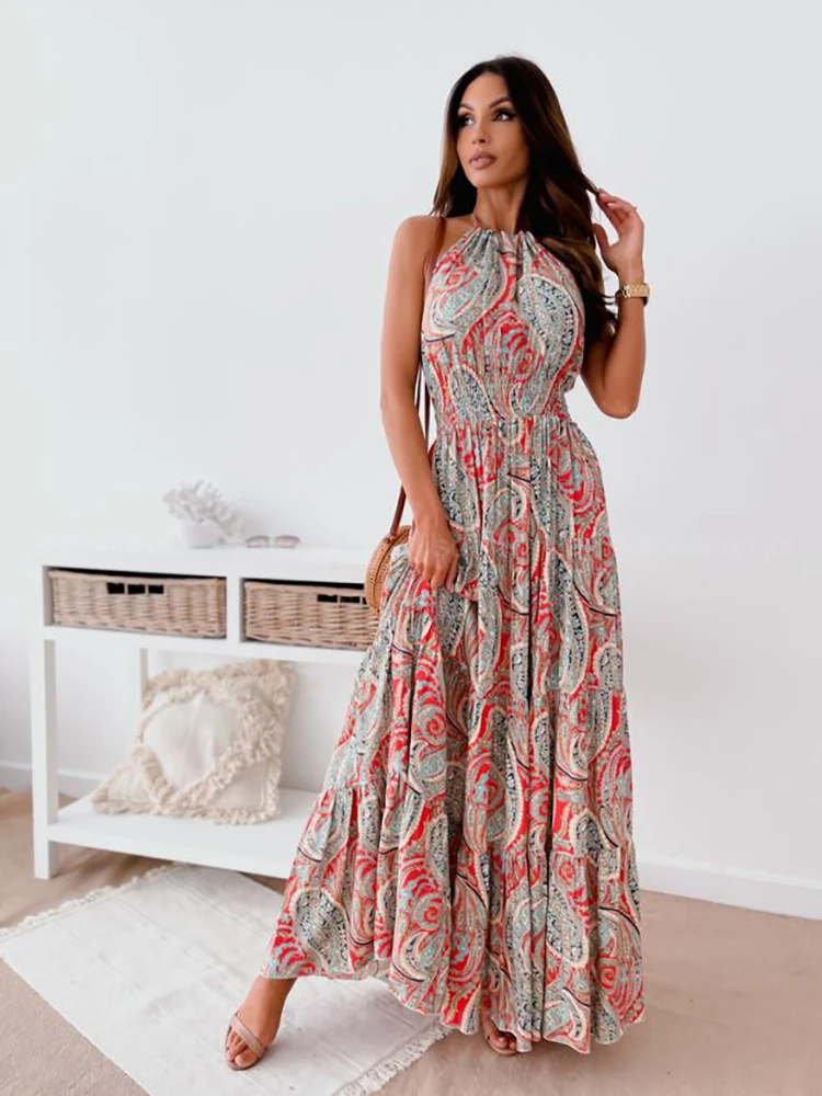 ワンピース [overdueflair] FLORAL HALTER DRESS Floral Print Twisted Halter Dress