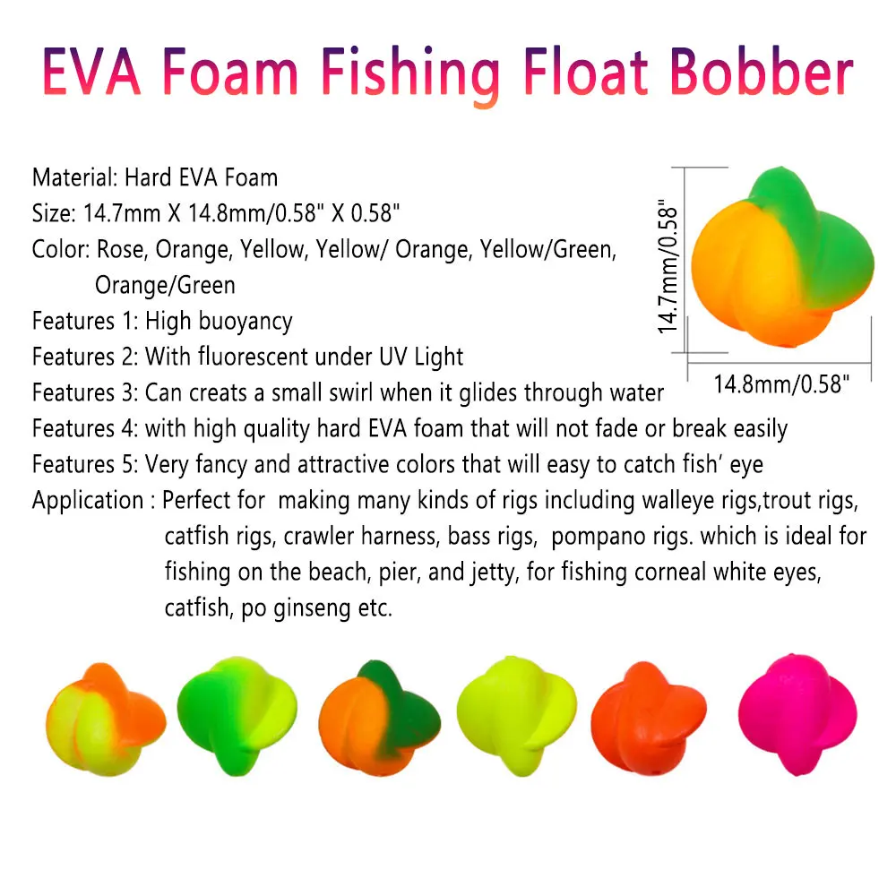 Bimoo100PCS EVA Foam Fishing Float Bobber Buoys Walleye Spin