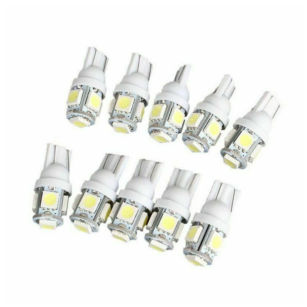 

15pcs Car T10 LED Bulb 5050 5smd Wedge Light W5W 194 168 2825 158 192 12V License Plate Car Turn Parking Signal Lamps