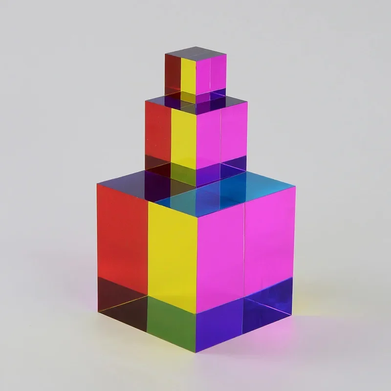 Optical prisms science magic prism cube 30 40 50 60 mm hexahedral crystal magic cmy cube 3D color for photography 1pcs