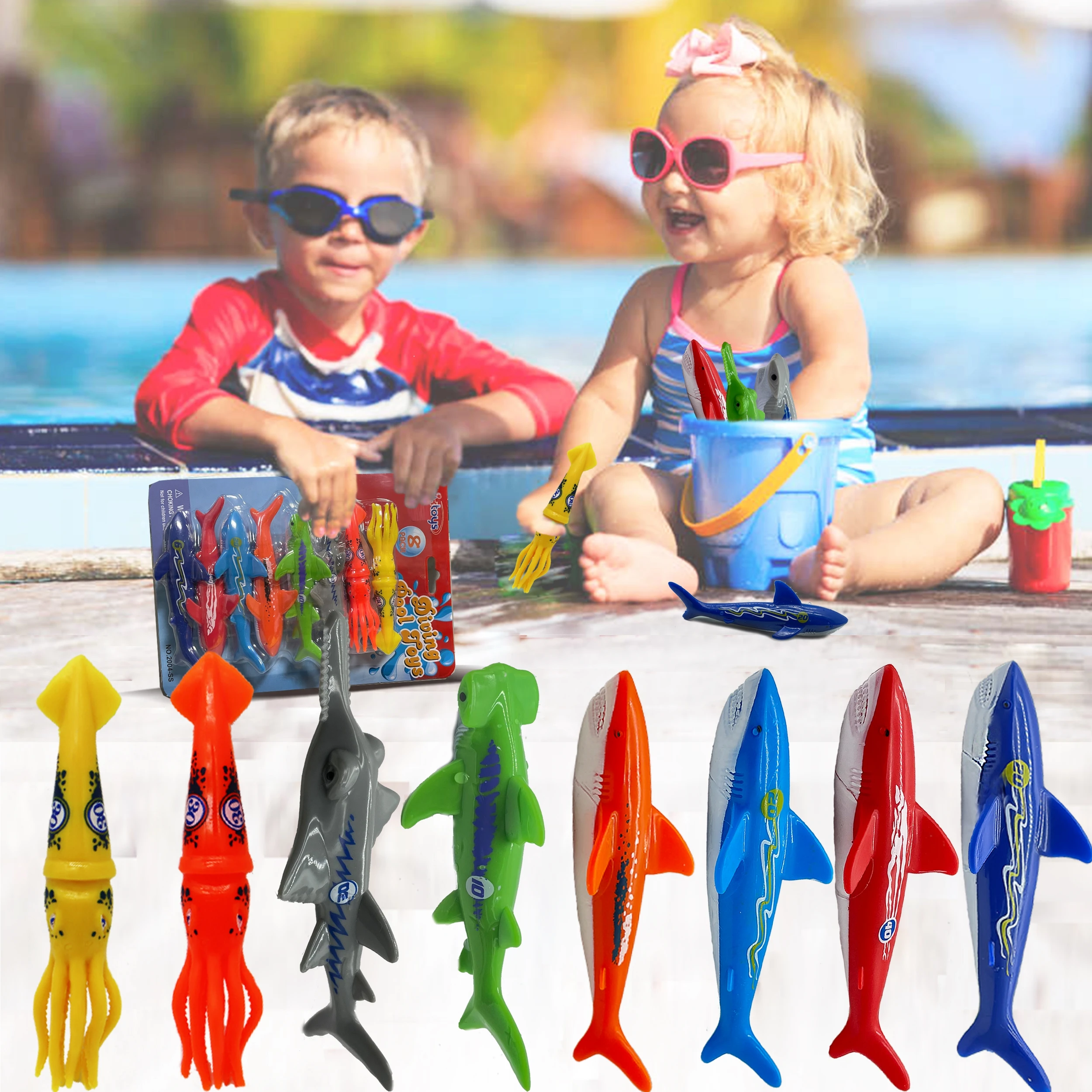 Summer Diving Training Toys Torpedos Sharks Octopus Underwater Water Games Training Swimming Pool Gifts Set Toys For kids 5