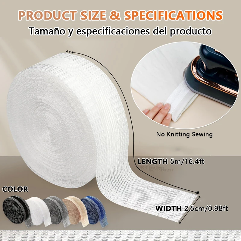 No-Sew Self-Adhesive Hem Tape - Iron-On Fabric Strip for Quick Pants & Jeans Hemming, Permanent Fabric Bonding without Stitching