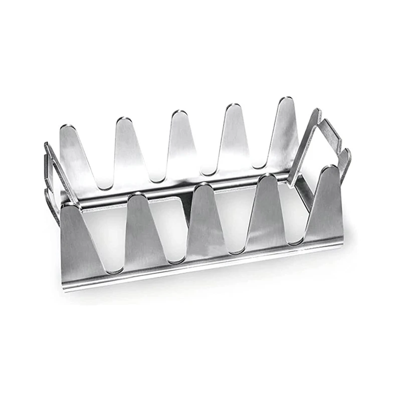 

Quality Rib Rack, Stainless Steel Roasting Stand, Holds 4 Ribs For Grilling Barbecuing & Smoking - BBQ Rib Rack For Gas Smoker