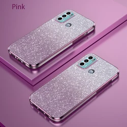 Luxury Gradient Glitter Plating Phone Case for Moto G60S (Rose gold)