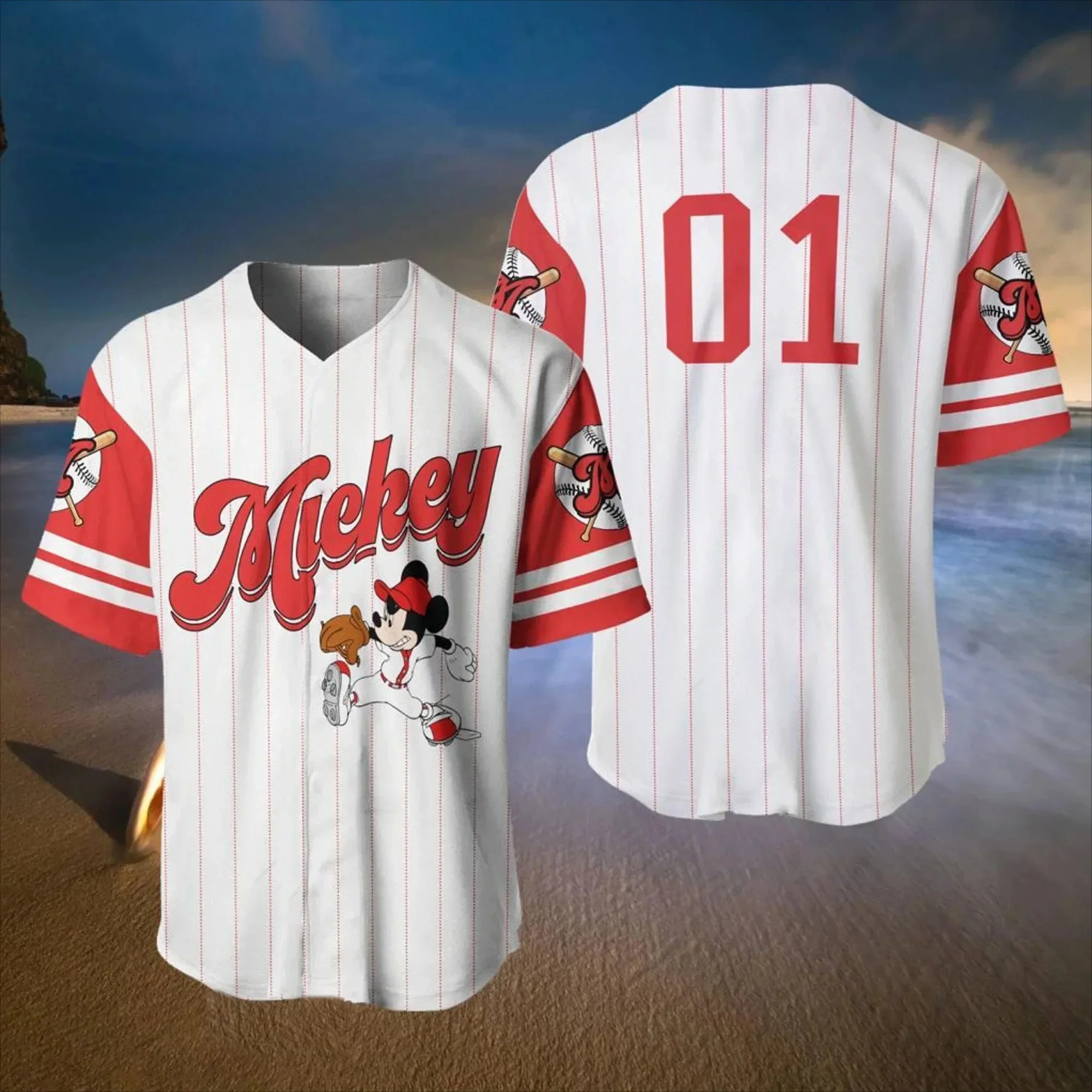 Camisetas de béisbol de dibujos animados de Mickey Mouse de Disney MINISO para niños adultos, camisetas de manga corta de moda de gran tamaño en 3D de Minnie