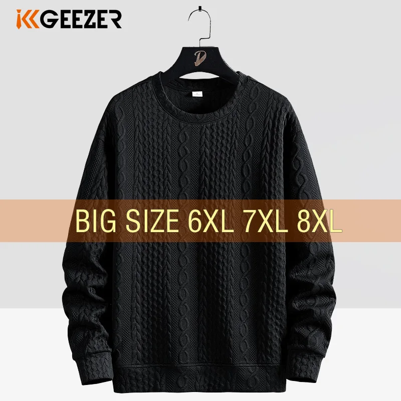 남성 스웨터 긴 소매 오버 사이즈 플러스 사이즈 6XL 7XL 8XL o 넥 풀오..