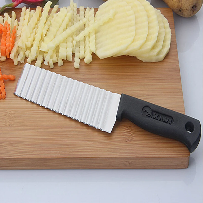 Stainless Steel Potato Chip Slicer Dough Vegetable Fruit Crinkle Wavy Slicer Knife Potato Cutter Chopper French Fry Maker Tools vegetable slicer