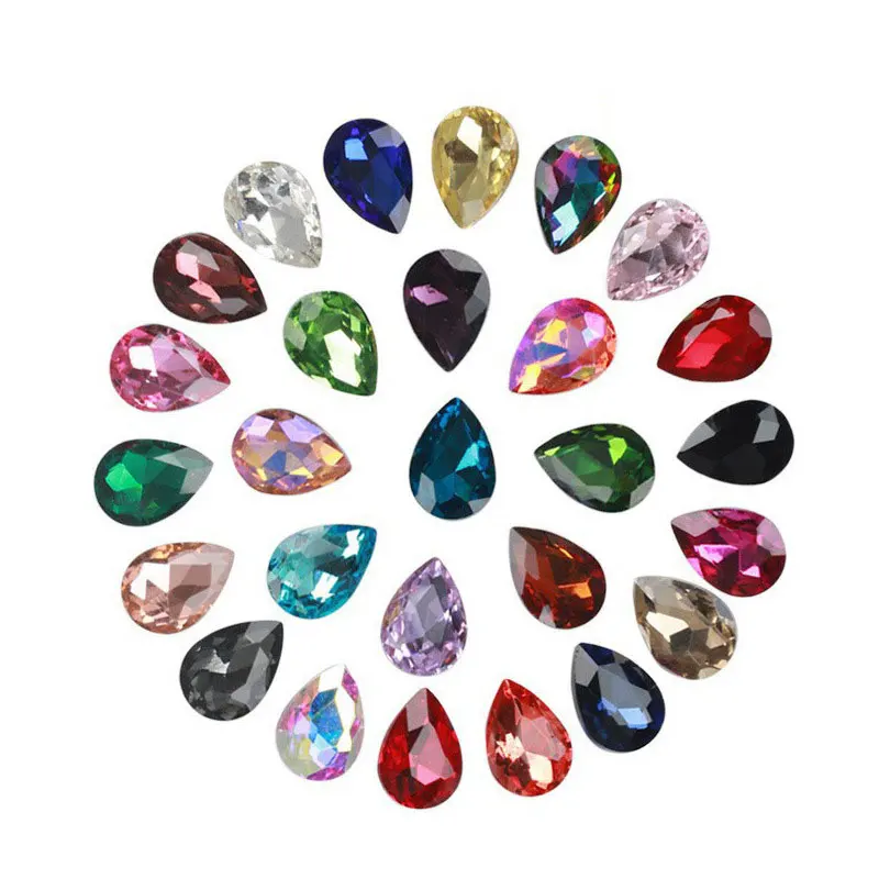 Pointed Back Rhinestone Crystal Water Drop Gems Iridescent Rhinestone Jewels  for Crafts Clothes DIY Jewelry Nail Art Decorations - AliExpress