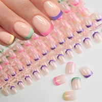 120/240 pièces français court carré faux ongles 12 tailles couverture complète presse sur ongles brillant français faux bout des doigts pour les femmes bricolage ongles & 2