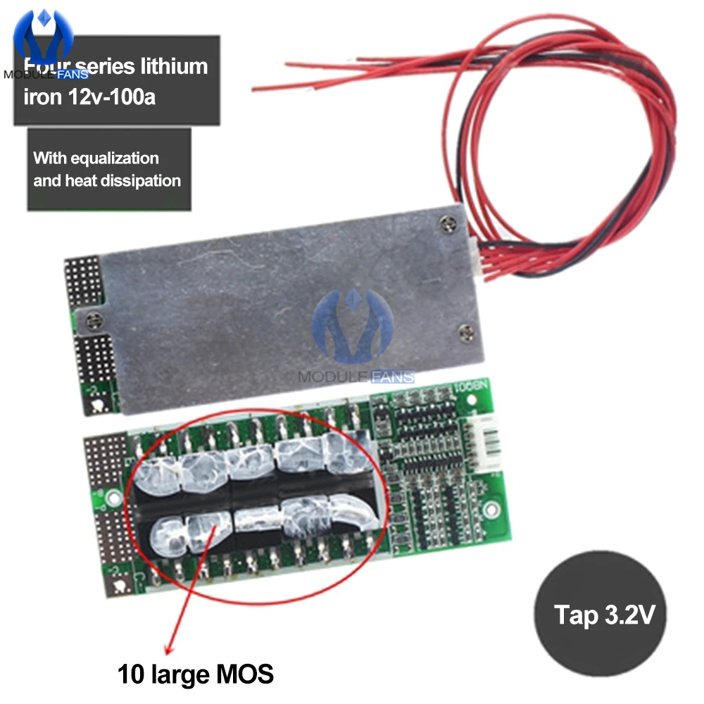 4s 12v 100a Lifepo4 Bms Protection Board Module 3.2v With Balanced