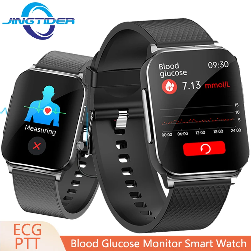 

JingTider New Dynamtic ECG PTT Smart Watch Blood Sugar Glucose Smartwatch Men Women Body Temperature Blood Pressure SpO2 Monitor