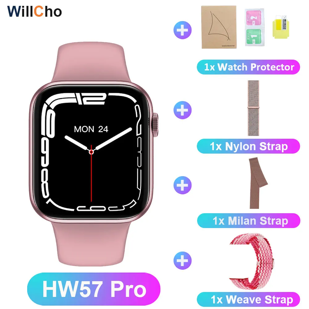 HW57 Pro SmartWatch Men Wireless Charge Voice Assistant QR code Alipay BT Call Watch For Women NFC Smart Watch pk w27pro hw37pro 