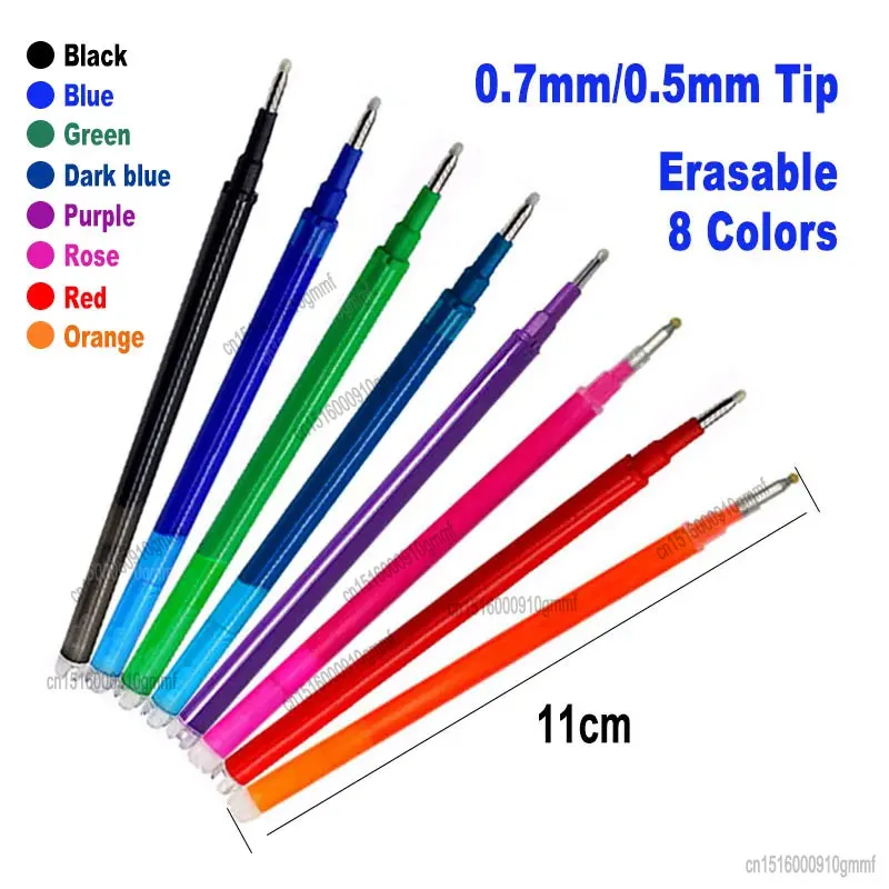 0.7mm 0.5mm Bullet Tip Erasable Gel Pen Set Refill Rods Blue Black Color Ink Cartridge Office School Writing Drawing Stationery
