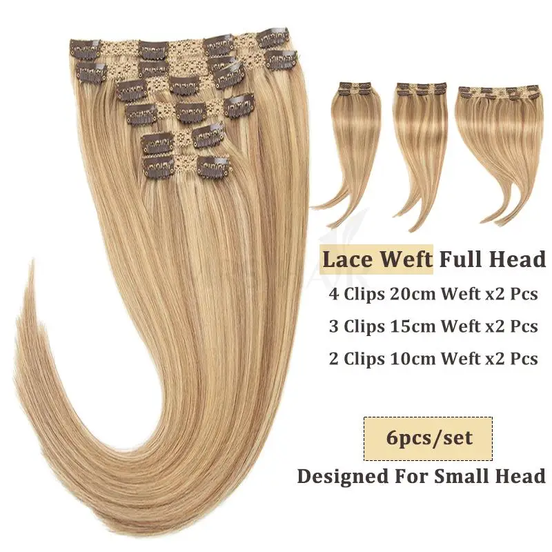 Human Hair Extensions 24inch 240G Clip in Human Hair Extensions Seamless Clip in Hair Pieces 6PCS FULL Head For Thick Raw