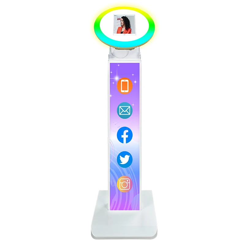 

2023 New Selfie Kiosk Ring Light Ipad Booth Led Ipad Photo Booth Stand Portable Ipad Photo Booth Shell With Remote Control