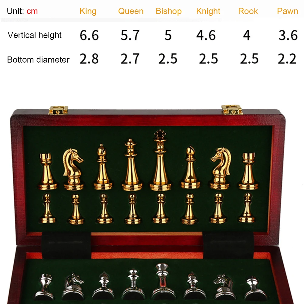 Wooden Chess Medieval Luxury Chess Game Set Chessboard International Chess Pieces Professional Metal Family Game Toys Accessory