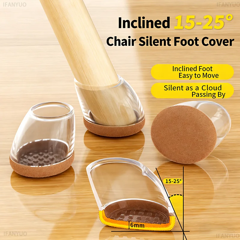 Silicone Chair Leg Protectors with Thick Felt Pads