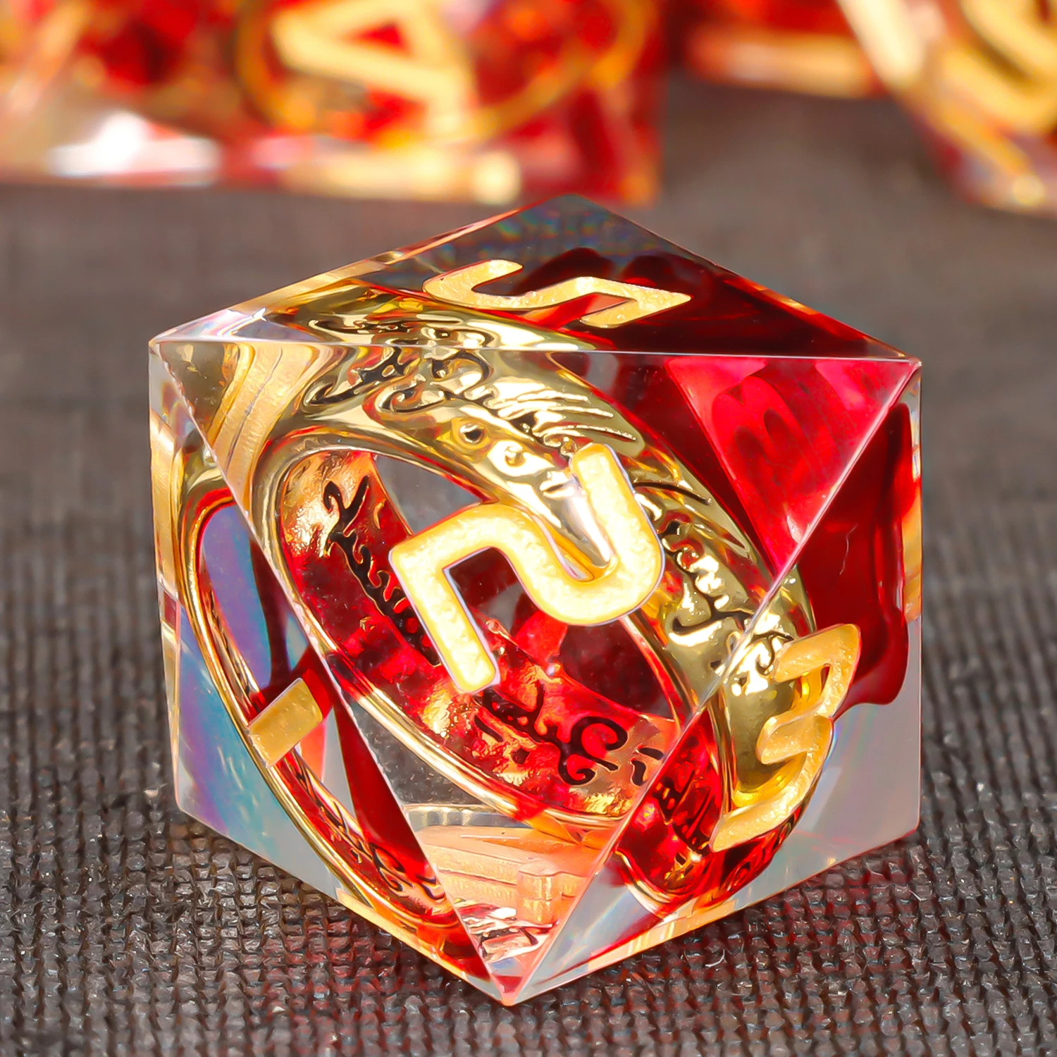 Ring Resin Sharp Edge Polyhedral D&D Dice Set, Dice DND Set Role Playing Board Game Dungeon and Dragon Pathfinde